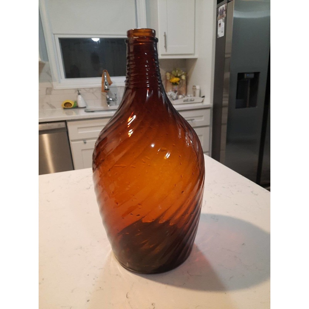 1930 Swirl Gallon Jug Owens‎ Illinois Amber Brown Glass